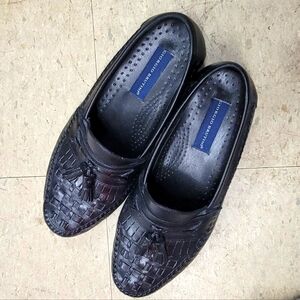 Giorgio Brutini black weave and tassel loafers size 9